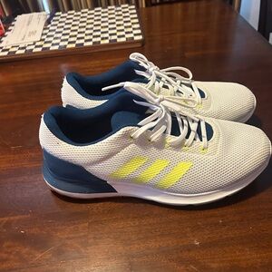 Adidas Men's White and Yellow Sneakers
